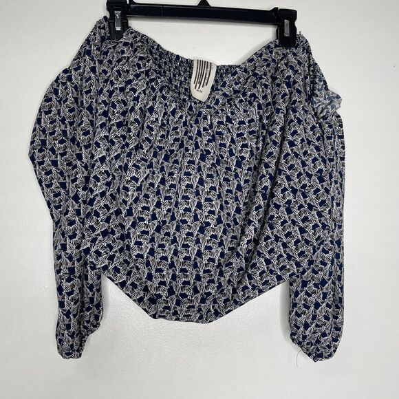 Free People Zebras Puffer Cropped Off The Shoulder Top Women's Size Medium - Picture 1 of 11